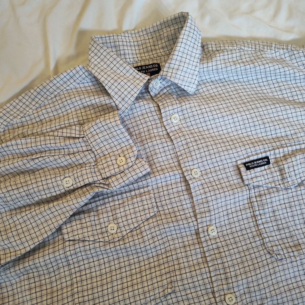 Polo Jeans Co‎ Ralph Lauren Checkered Long Sleeve Button Down Dbl Pocket Size L
